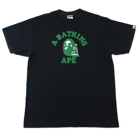 T-shirt Bape vert avec logo Shibuya College noir