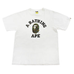 T-shirt Bape Green Tiger Camo College Logo Blanc