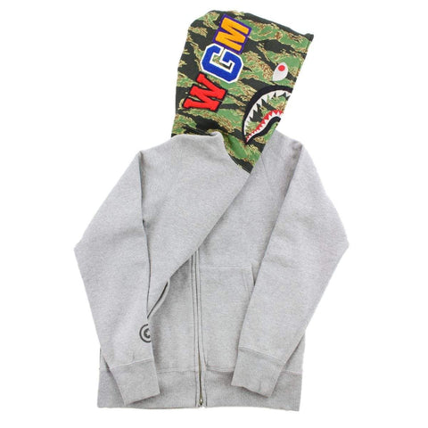 Sweat à capuche Bape Green Tiger Shark gris
