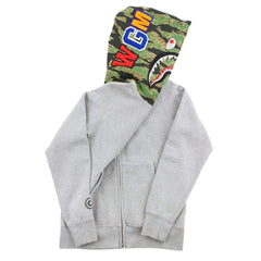 Bape Green Tiger Shark Hoodie Grey