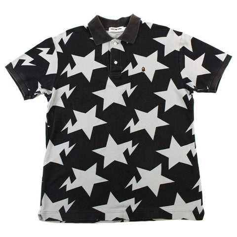 Polo Bape gris Bapesta Allover noir