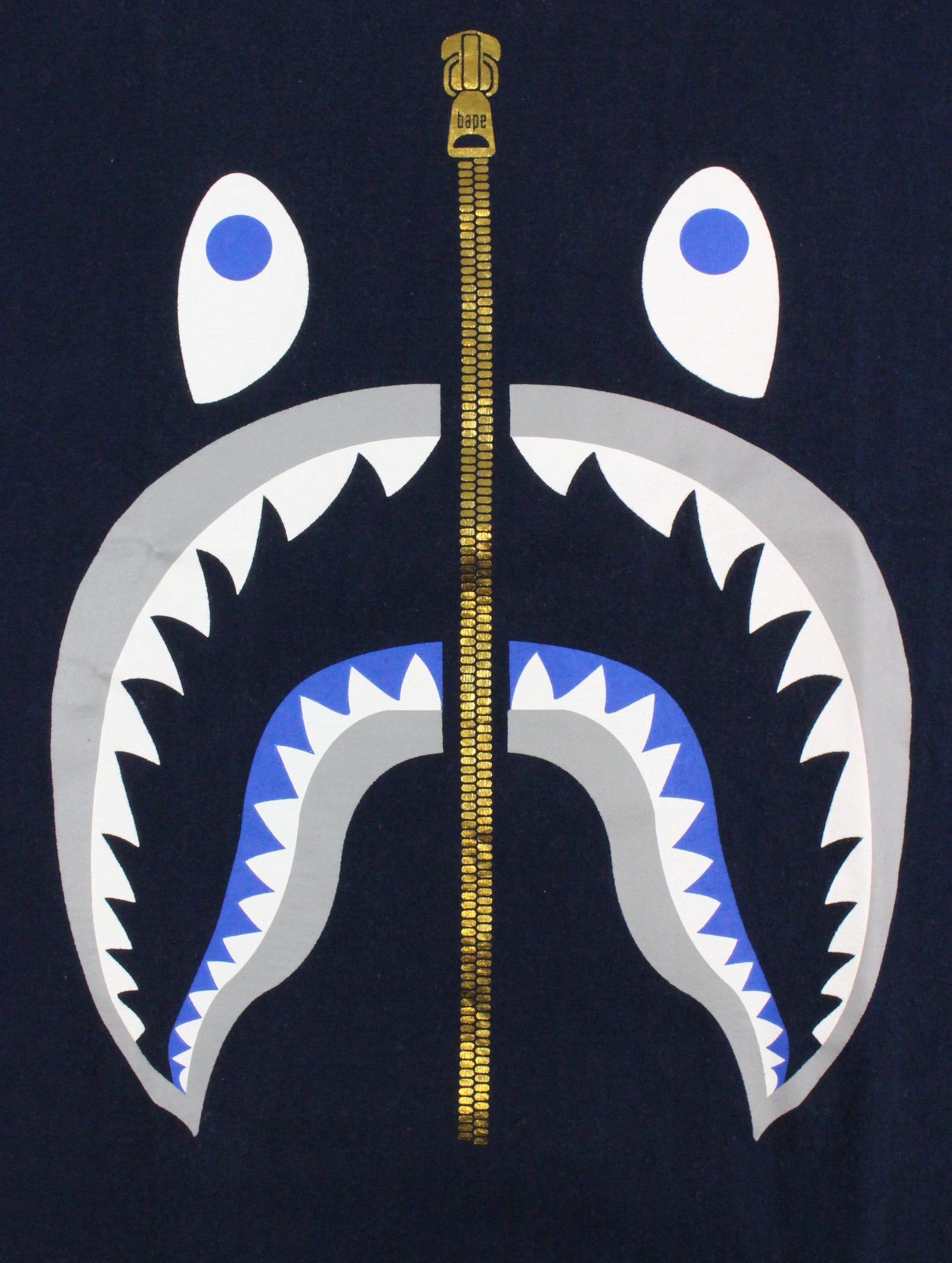 Bape Grey Blue Shark Face Tee Navy - SaruGeneral