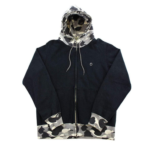 Sweat-shirt à capuche Bape gris camouflage avec logo Point Head et fermeture éclair intégrale