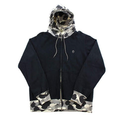 Sweat-shirt à capuche Bape gris camouflage avec logo Point Head et fermeture éclair intégrale