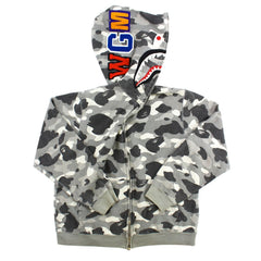 Sweat à capuche Bape gris camouflage requin