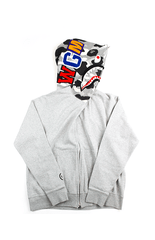 Sweat à capuche Bape gris camouflage requin