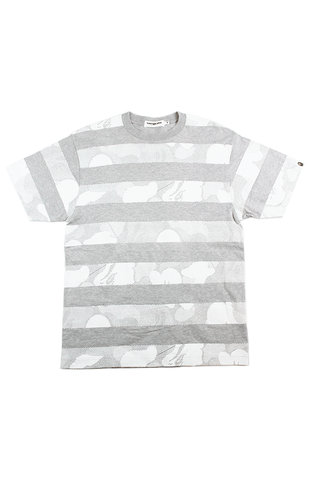 T-shirt Bape gris camouflage à rayures blanc