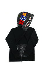 Bape Grey Leopard Print Shark Hoodie Black