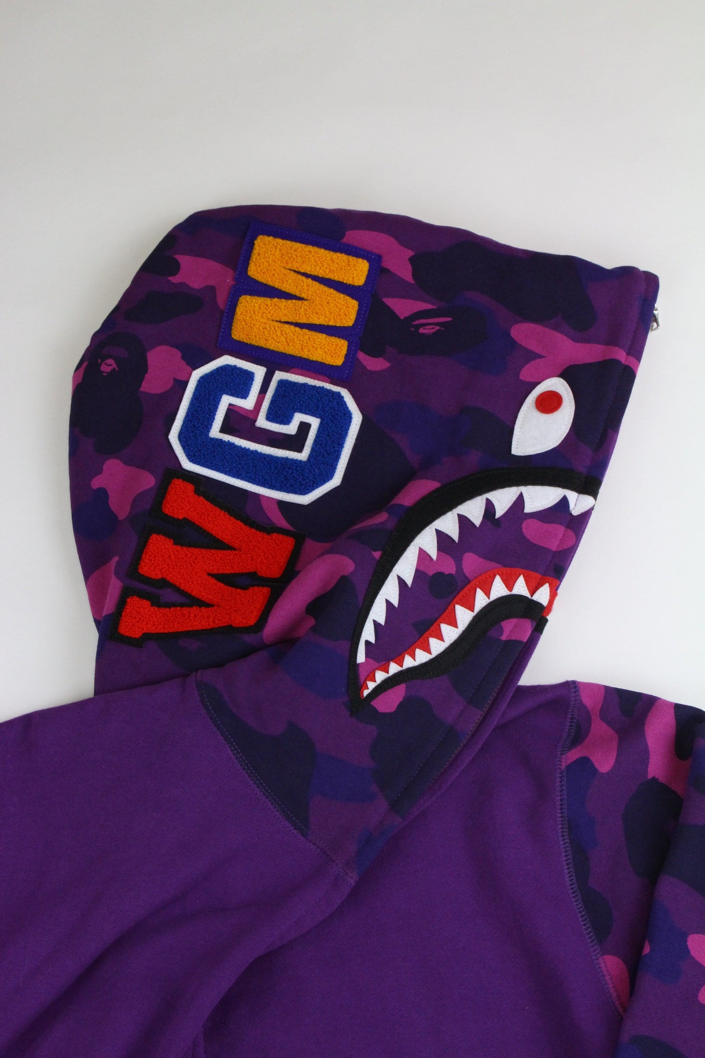 Bape Half Purple Camo Shark Hoodie Purple - SaruGeneral