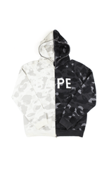 Sweat à capuche entièrement zippé Bape Half White & Black Camo