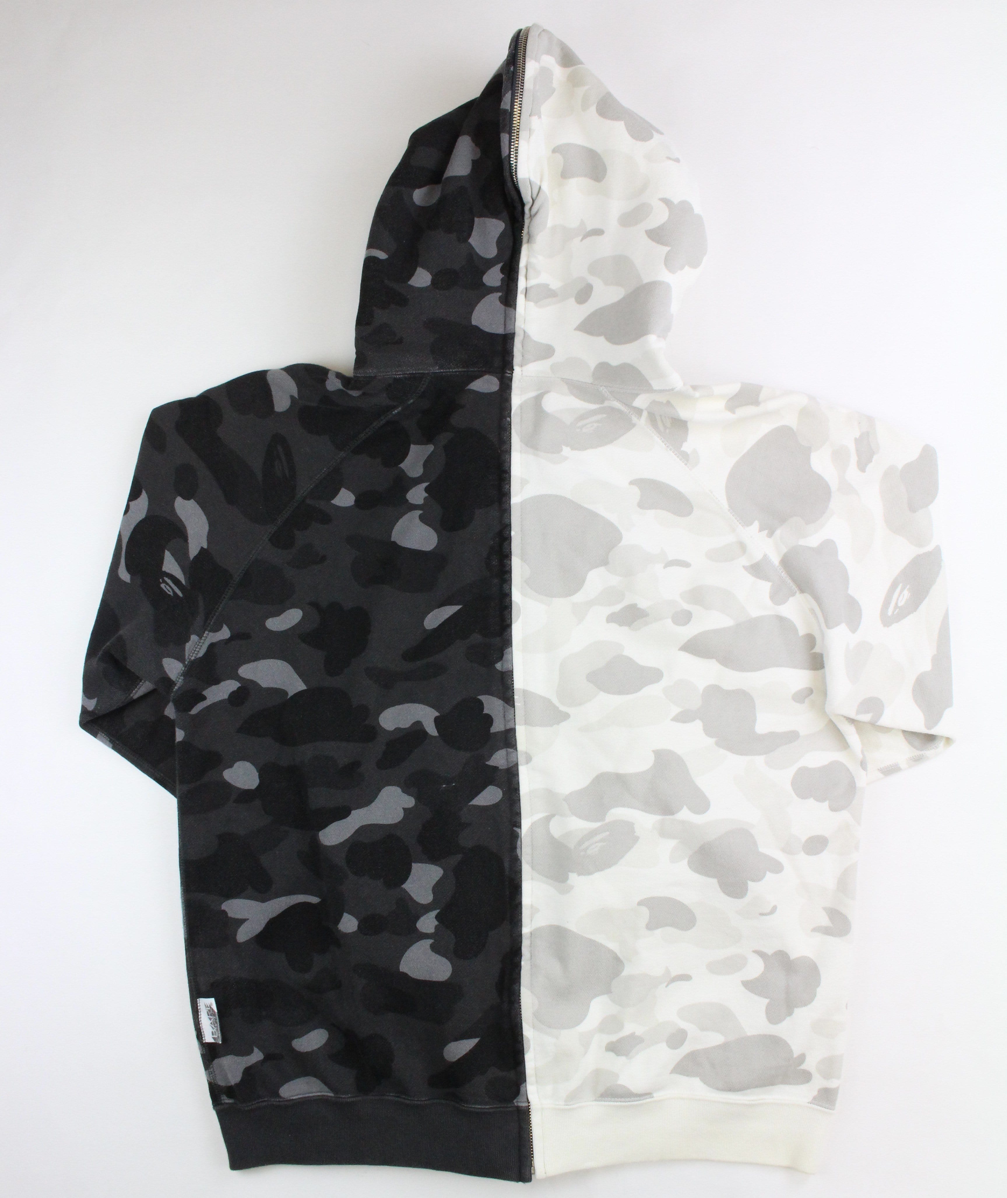 Bape Half White & Black Camo Full Zip Hoodie – SARUGENERAL