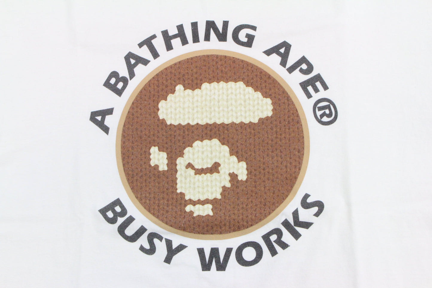 Bape Knitting busy works Ape Logo Tee White - SaruGeneral