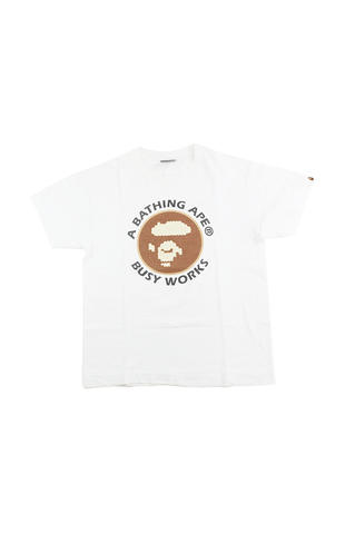 T-shirt blanc avec logo Bape Knitting Busy Works Ape