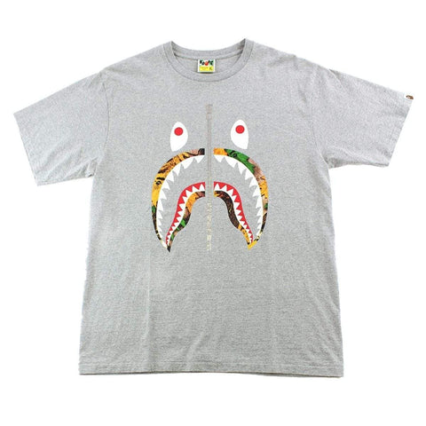 T-shirt Bape Leaves Camo Shark Face Gris