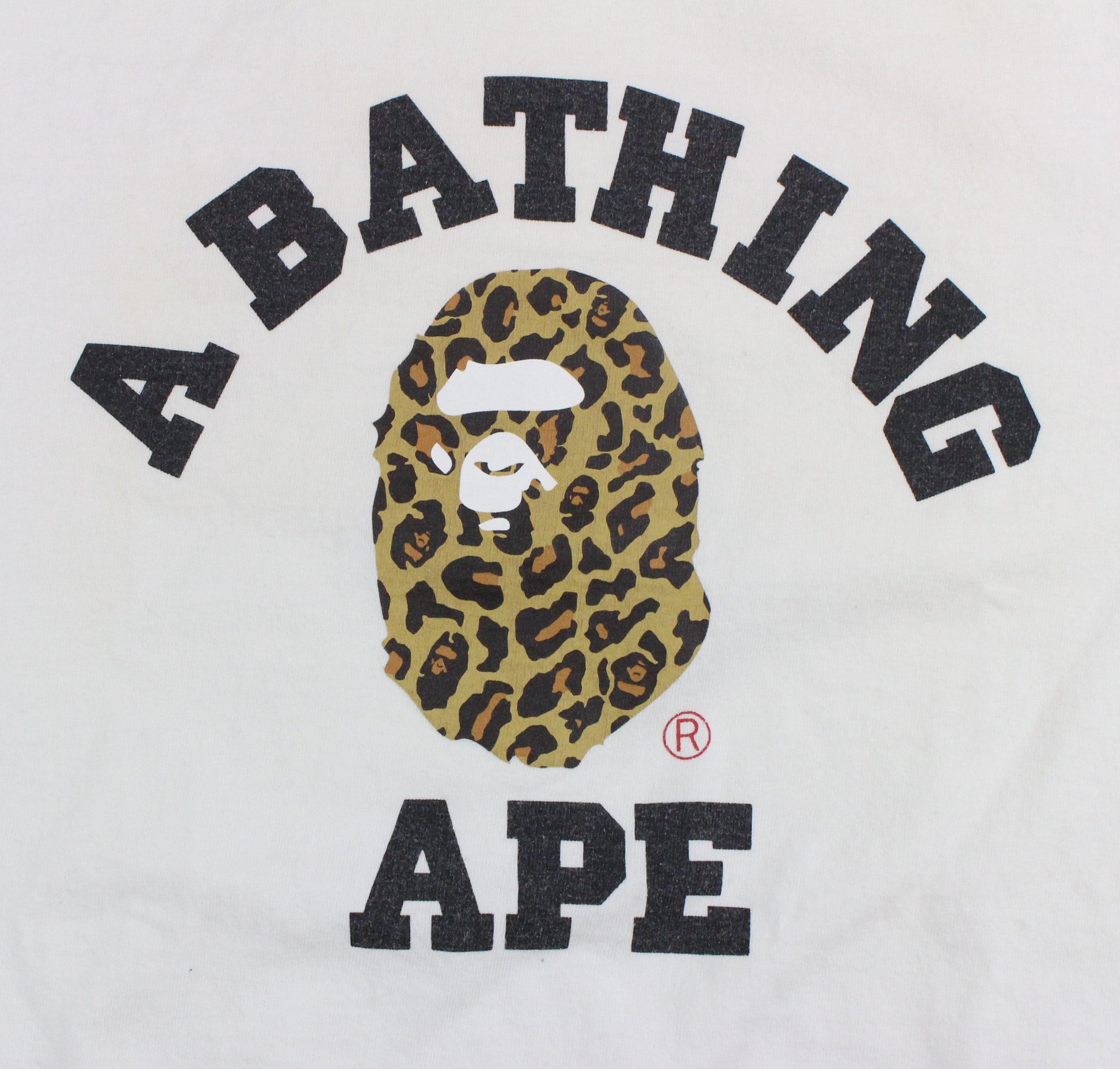 Bape Leopard Print College Logo Tee White - SaruGeneral