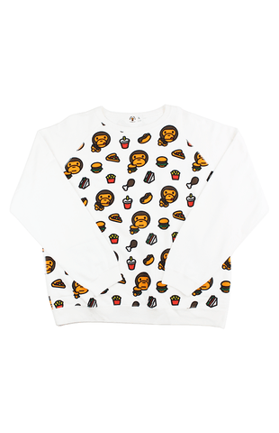 Bape Milo Food Monogram LS Blanc