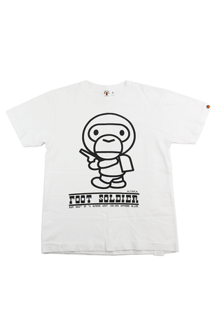 T-shirt Bape Milo Foot Soldier blanc avec pistolet