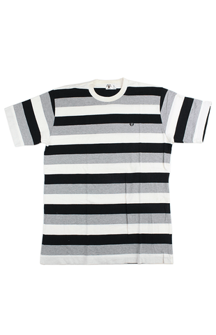 T-shirt rayé Bape Milo Headlogo noir, gris et blanc