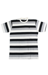 Bape Milo Headlogo Striped Black Grey White Tee