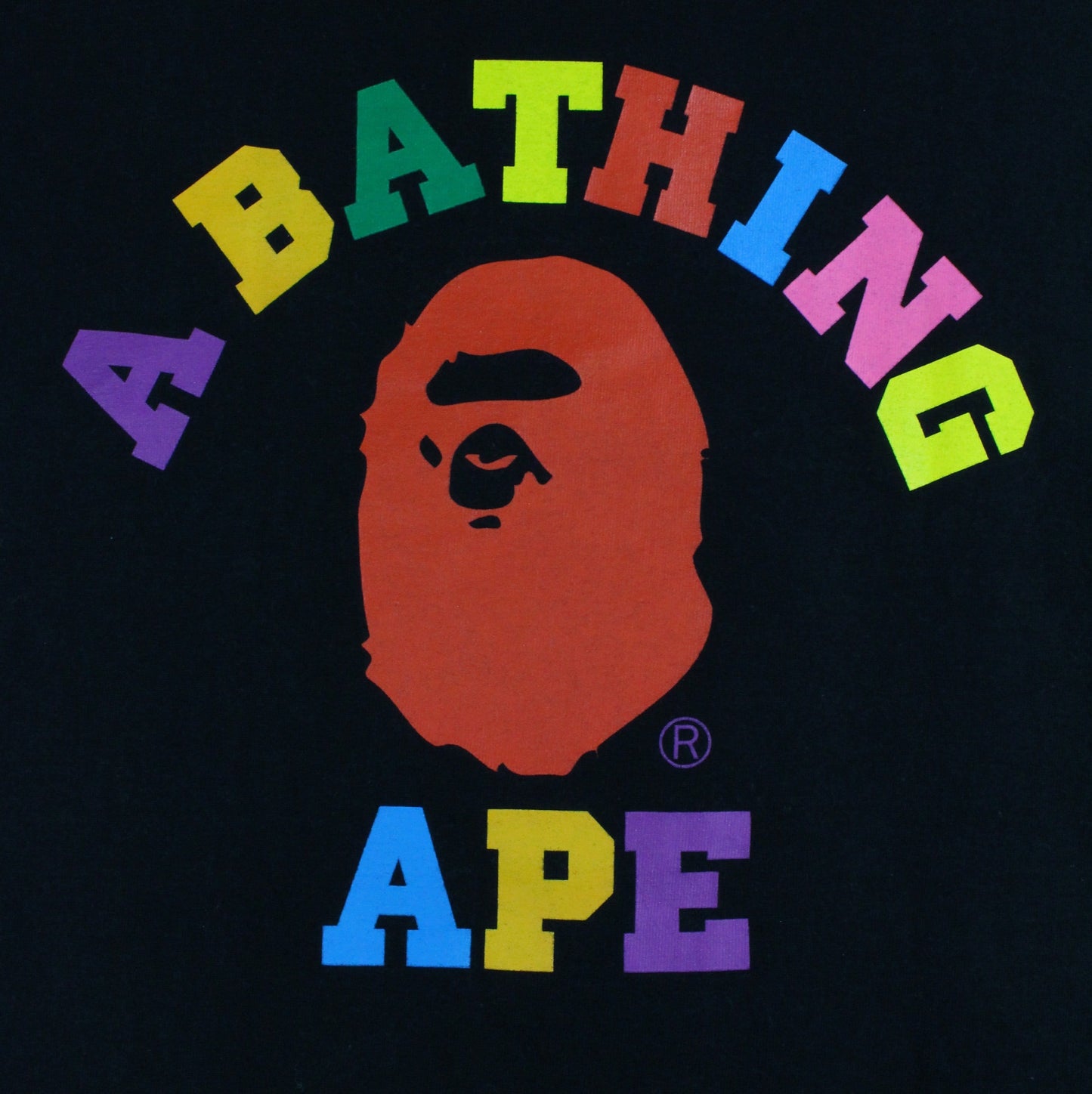 Bape multi-colour red ape College Logo Tee Black - SaruGeneral