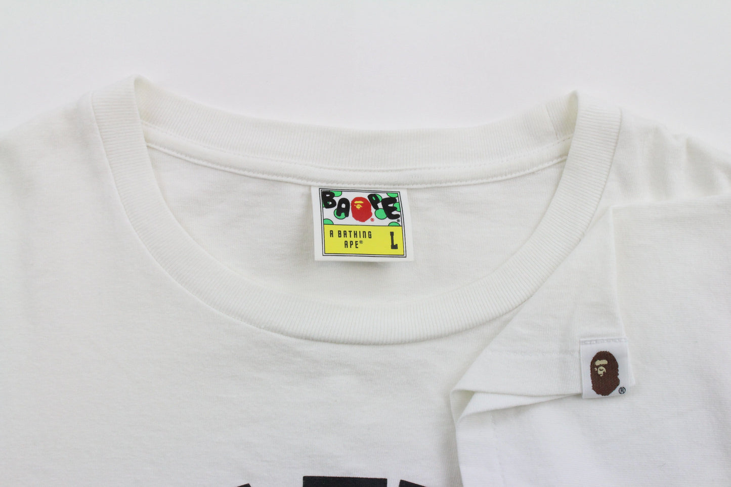 Bape white Multi Camo College Logo Tee White - SaruGeneral