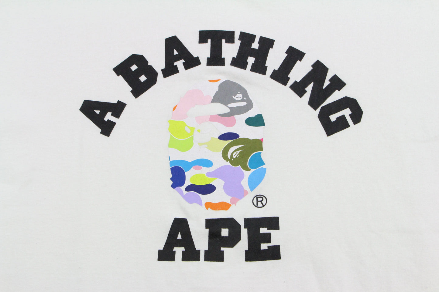 Bape white Multi Camo College Logo Tee White - SaruGeneral