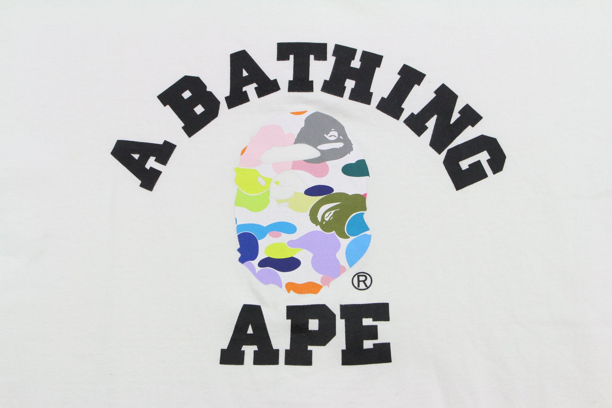 Bape white Multi Camo College Logo Tee White - SaruGeneral