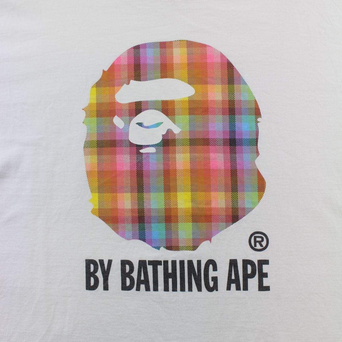 Bape Multi Plaid Big Ape Logo Tee White - SaruGeneral