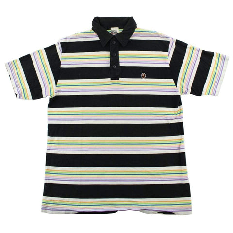 Polo Bape à rayures multiples et tête de mort
