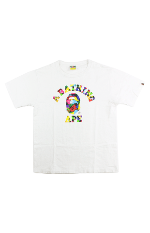 T-shirt Bape multicolore avec logo ABC Camo College, blanc