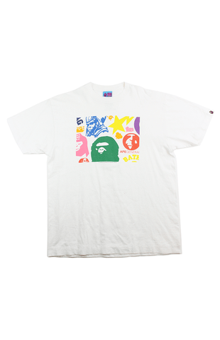 T-shirt Bape multicolore avec logo en boîte, blanc