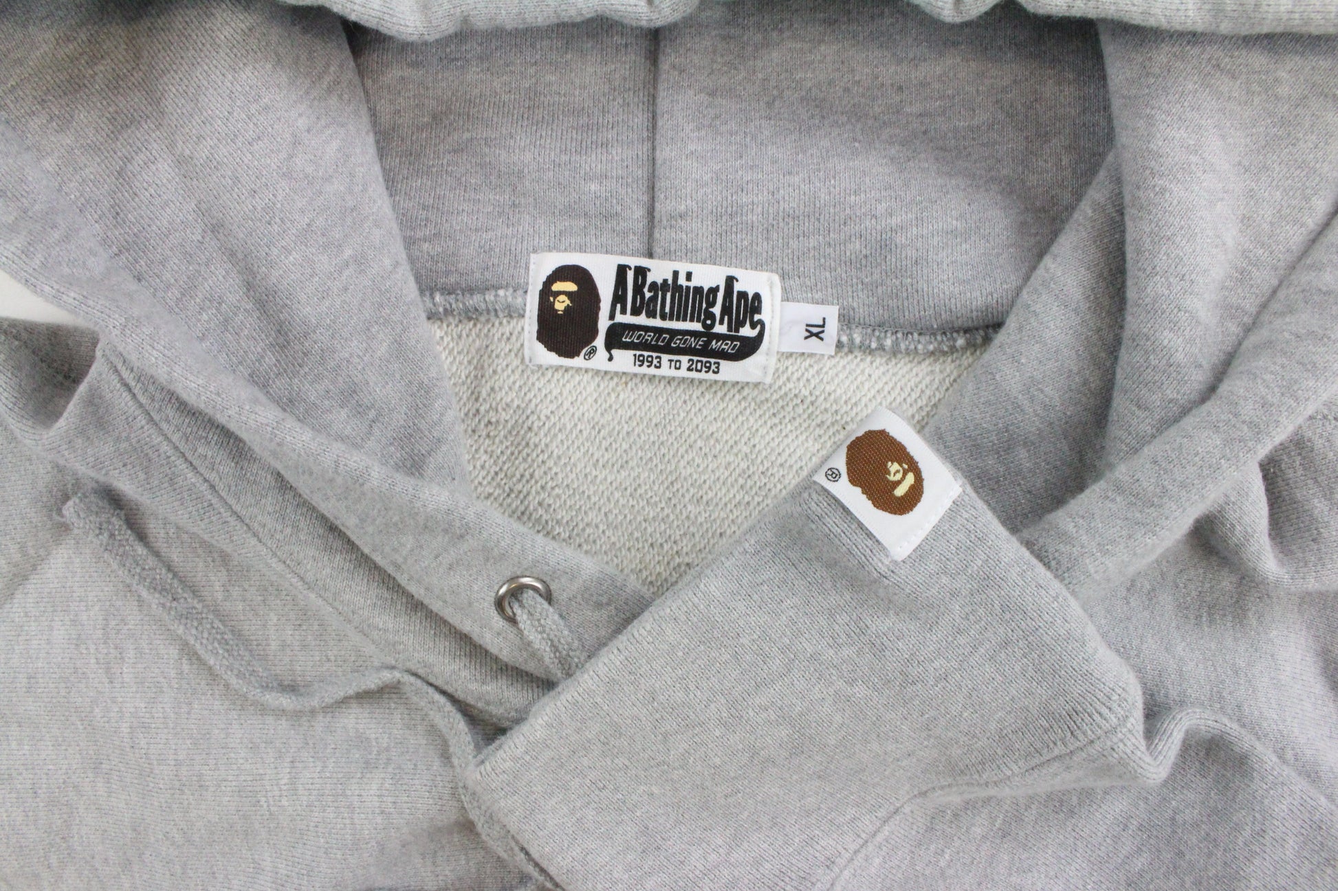 Bape Multicolour text College Logo Hoodie Grey - SaruGeneral