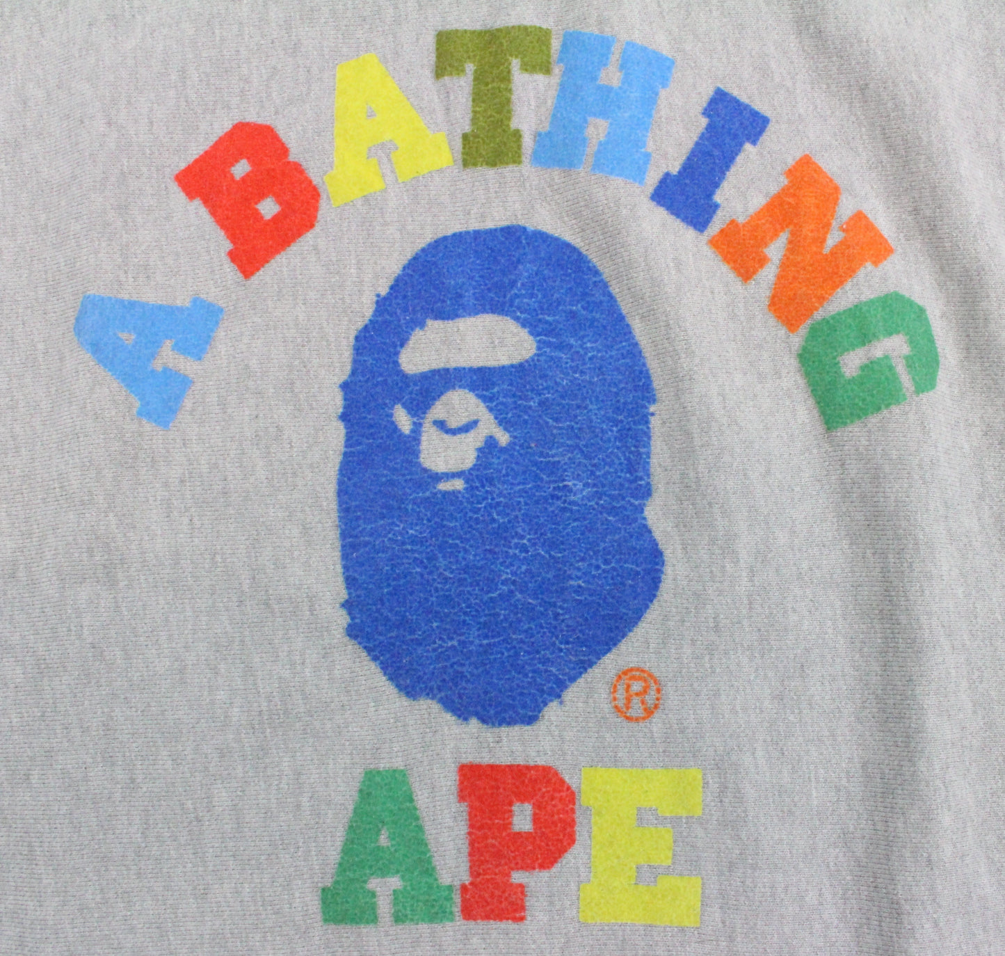 Bape Multicolour text College Logo Hoodie Grey - SaruGeneral