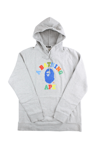 Sweat à capuche Bape multicolore avec logo College, gris