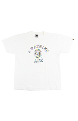 T-shirt Bape multicolore camouflage avec logo universitaire blanc