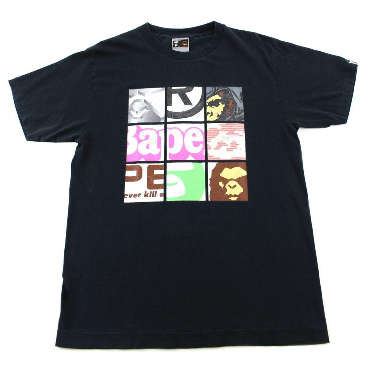 Bape Multi logo Squares Tee Black - SaruGeneral
