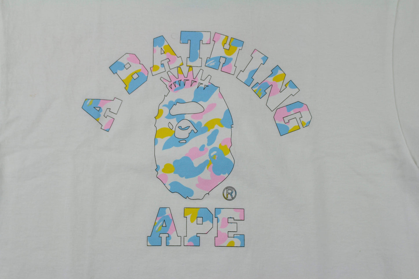 Bape NYC Candy Camo College Logo Tee White - SaruGeneral