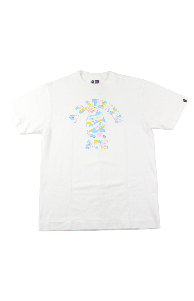 Bape NYC Candy Camo College Logo Tee White - SaruGeneral