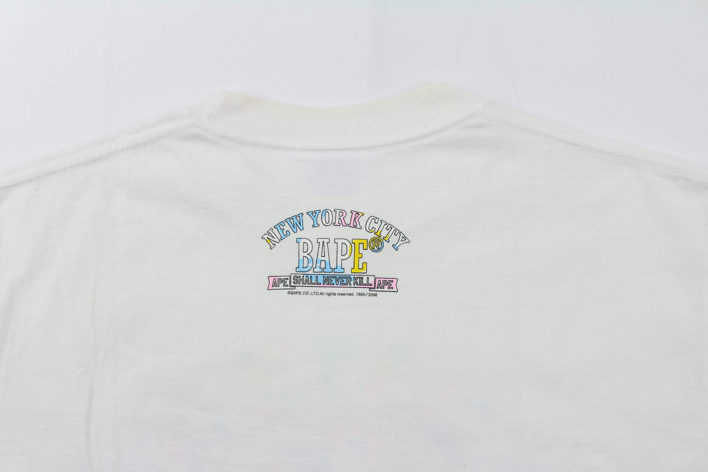 Bape NYC Candy Camo College Logo Tee White - SaruGeneral