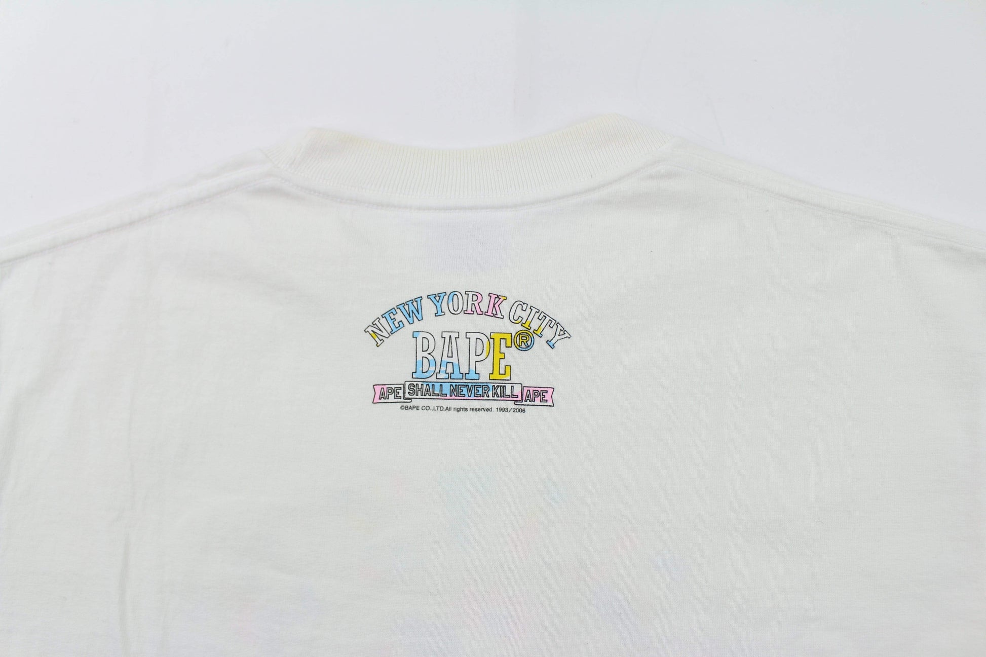 Bape NYC Candy Camo College Logo Tee White - SaruGeneral