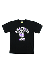 Bape NYC Purple Camo College Logo Tee Black