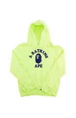 Sweat à capuche Bape Navy College Logo Vert citron