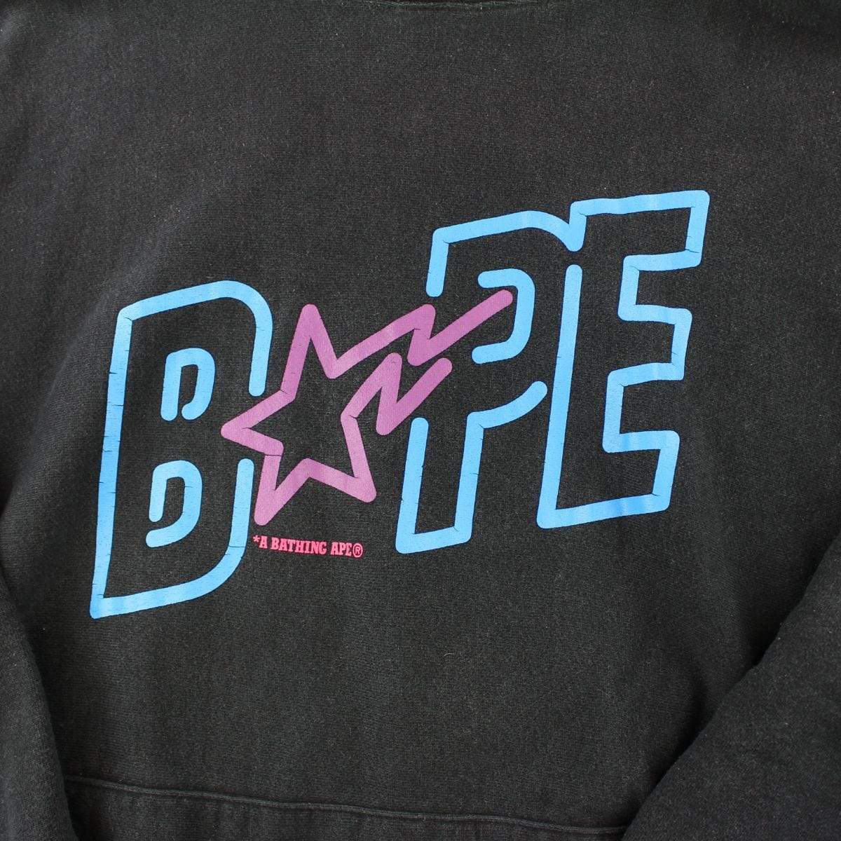 Bape Neon Bapesta Logo Hoodie Black - SaruGeneral