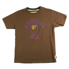 Bape Neon College Logo Reversible Tee Brown