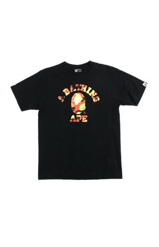 T-shirt Bape Orange Camo College Logo Noir