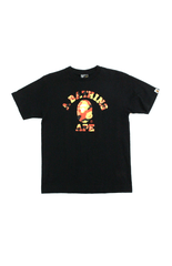 Bape Orange Camo College Logo Tee Black