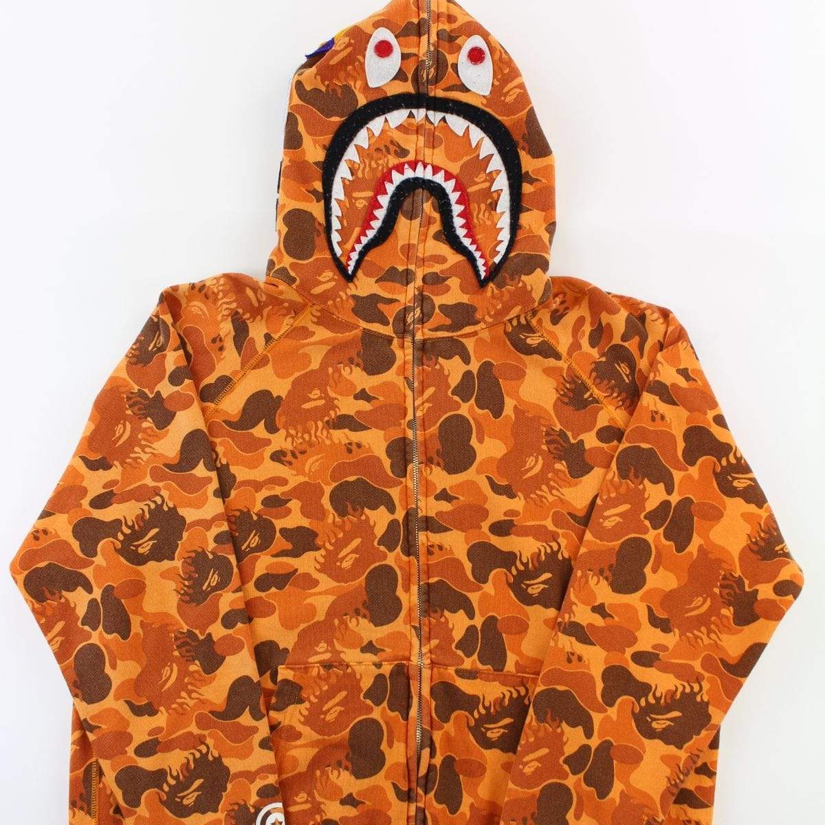 Bape Orange Flame Camo Shark Full Zip Hoodie – SARUGENERAL