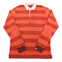 Maillot de rugby à manches longues Bape Orange Stripe Point Head