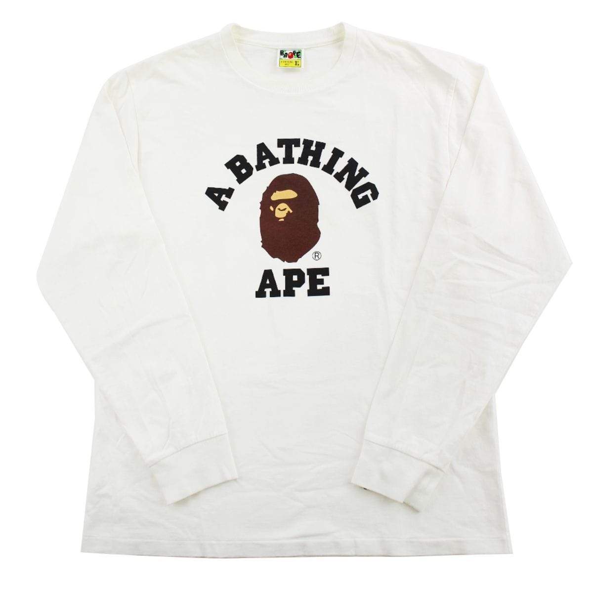 Bape Original College Logo LS White - SaruGeneral