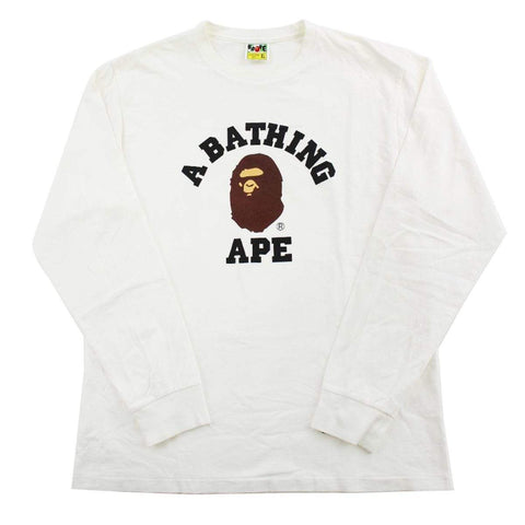 Bape Original College Logo LS Blanc